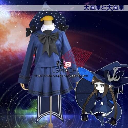 [STOCK] 2018 Anime Wadanohara and the Great Blue Sea witch Wadanohara Dress+hat+sock Cosplay Custume For Halloween Free Shipping