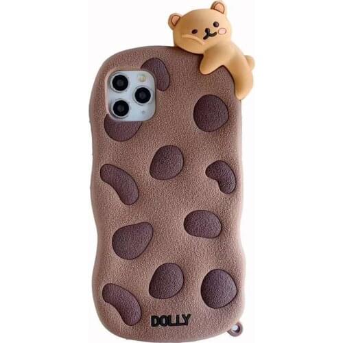 Super Cute Little bear Case for iphone 11 pro XR X XS Max 7 8 Plus SE2 2020 phone Cover soft silica gel Cartoon Lanyard Soft bag