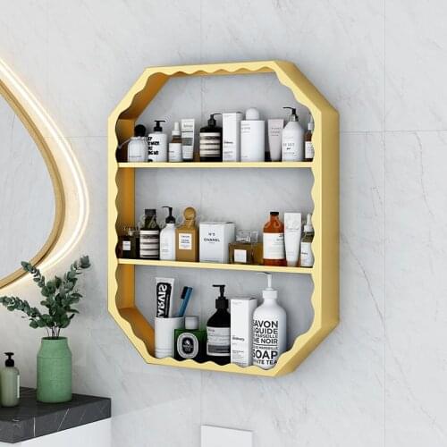 Light Luxury Bathroom Shelf Free Punching Toilet Vanity Wall Multi-layer Cosmetic Storage Shelf Wall-mounted