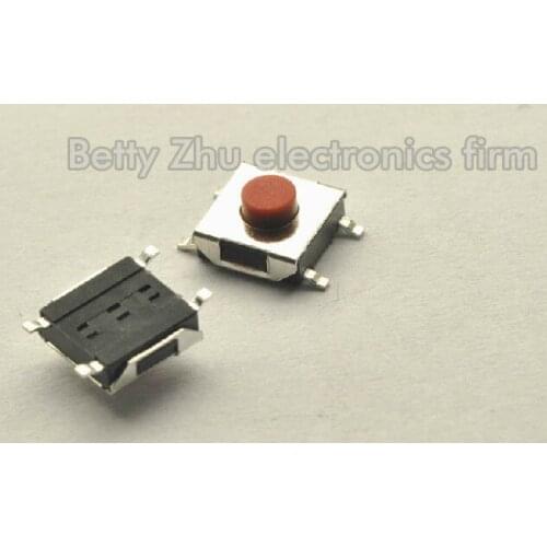 1000PCS/LOT 6 * 6 * 3.4MM SMD Tact Switch 4pin waterproof copper red head Push button switch
