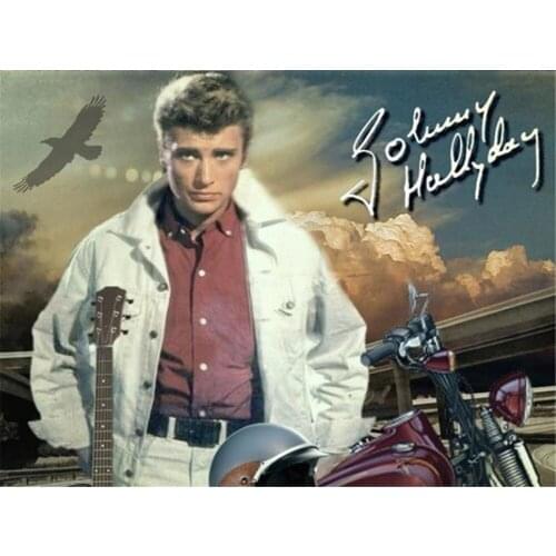 Johnny Hallyday Printed Water-Soluble Canvas 11CT Cross Stitch Full Kit Embroidery DMC Threads Handmade Painting Gift