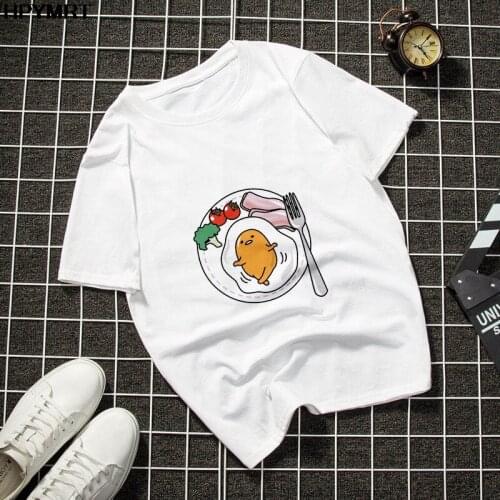 2021 New Summer kawaii Humanize lazy egg Printed T-shirt Female funny yolk Graphics Harajuku T Shirt Women tops Clothing Tshirts