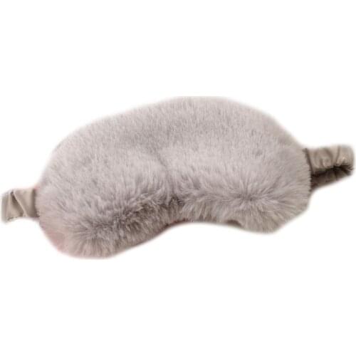 Womens Travel Sleeping Eye Mask 3D Cartoon Fluffy Thick Plush Eyepatch Imitation Silk Satin Inside Elastic Blindfold