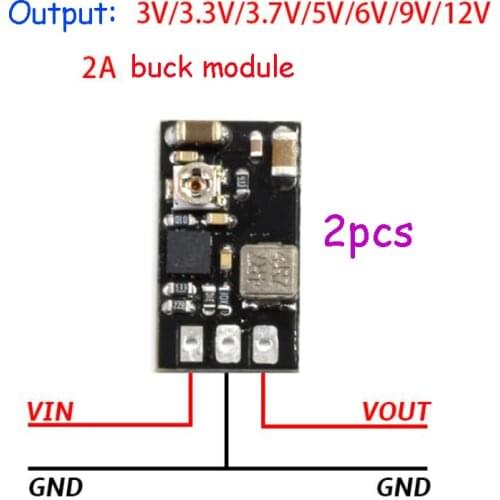 2Pcs Mini 1A/2A Step-down Conversion Power Supply Module 4-36V to 3/3.3V/5V/6V/7.5V/9V/12V Buck Module for DIY RC FPV/Drone