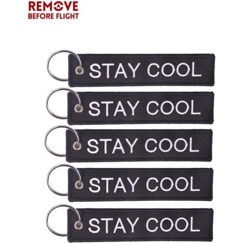 5 PCS Key Ring STAY COOL AWESOME EVERYDAY Black Keychain chaveiro para carro Embroidery Key Chain for Automobiles Car Keychain