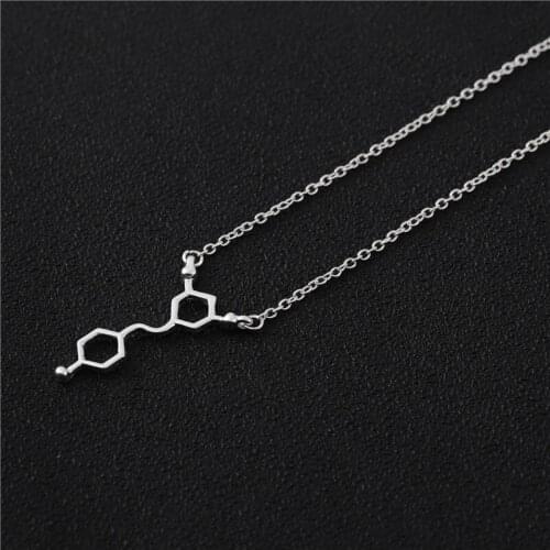 5PCS Red Wine Molecule Necklace Resveratrol Science Chemistry Structure Dopamine Serotonin Thc Molecular Chain Necklaces