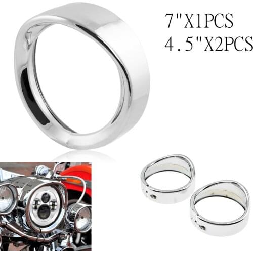 7inch Headlight Headlamp Trim Ring 4.5 inch Fog Light Trim Ring for Road King Electra Glide
