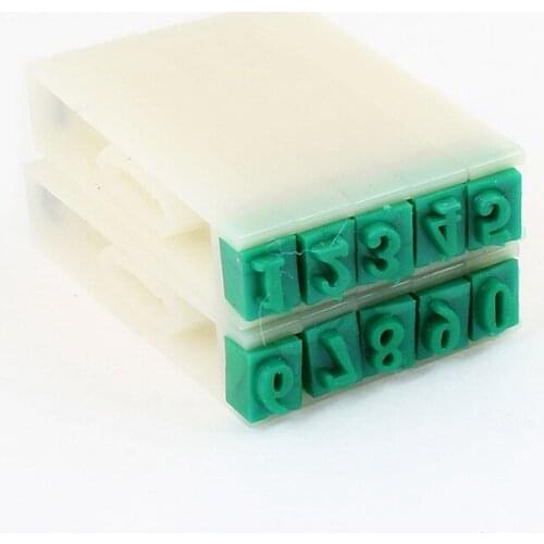 8mm Width Off White Green Plastic Rubber 0-9 Digits Detachable Number Stamp