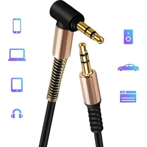 1M AUX Cable Jack 3.5mm Audio Cable 90 Degree Right Angle 3.5 mm Jack Speaker Cable for Headphones Car Xiaomi redmi Oneplus