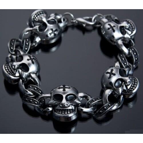 Titanium steel - Bully Punk Skull Cross bracelet