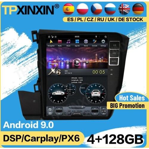 Carplay Tesla 128G Radio Stereo With Screen Receiver Android For Honda Civic 2012 2013 2014 2015 GPS Player Auto Audio Head Unit