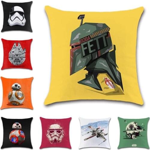 Cartoon Robot Plane print White Polyester Cushion Cover Decorative sweet Home sofa seat friend kids boys bedroom gift pillowcase