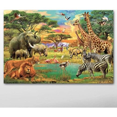 Decorative paintings Africa Animal Antelope Artistic Bird Elephant Flamingo Giraffe Lion Posters and Prints Canvas Wall Art