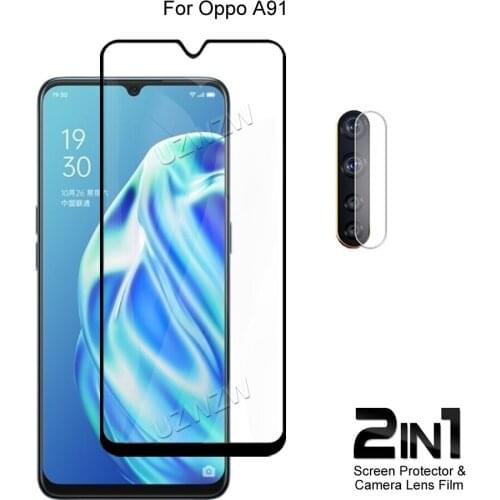 For Oppo A91 Camera Lens Protecting Film & Full Coverage Protective Tempered Glass Phone Screen Protector