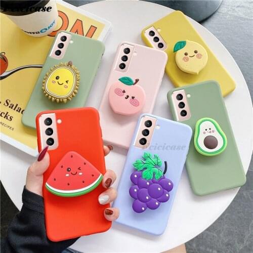 For Samsung Galaxy S21 SM-G991 Case 3D Cartoon Phone Holder Cover For For Galaxy S21+ Plus Ultra 5G Silicone Soft Stand Bags