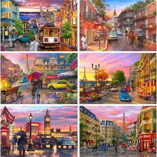 Evershine 5D DIY Diamond Painting Street Full Square Round Diamond Embroidery Landscape Cross Stitch Town Home Decor