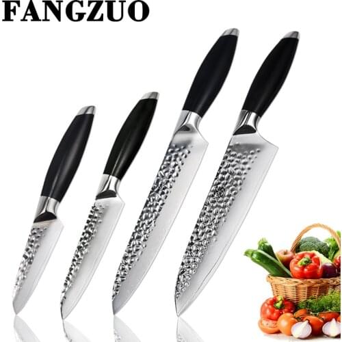 FANGZUO 4pcs Stainless Steel Knives Set Non-slip Handle Chef Chopping Boning Cleaver Kitchen Knives Cooking Household Tools