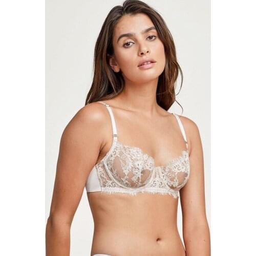 French Eyelash Lace Lingerie Women Have Steel Rings To Pull Together Ultra-thin French Sexy Bra