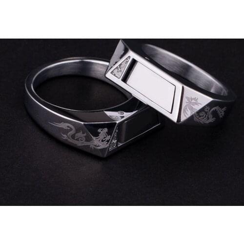 Self-defense Ring 2 Generation Womens Anti-wolf Artifact Mens Steel Titanium Personality Ring Outdoor Defense