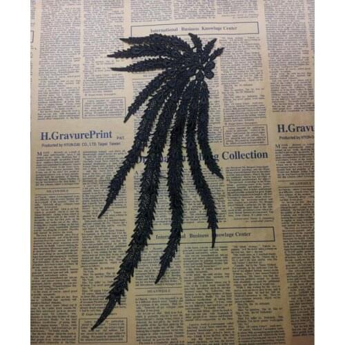 5Pieces White Black Peacock Long Tail Motif Venise Lace Trim Applique Sewing Craft Lace Dress Decor For Wedding Dress