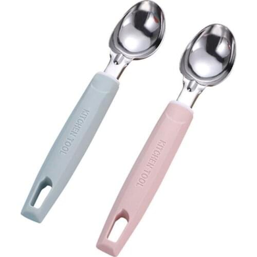 2PCS Ice Cream Spoon Nonslip Ergonomic Basting Spoon Kitchen Deluxe Metal Non-Stick Anti-Freeze Dessert Fruit Scoop Melon Scoop