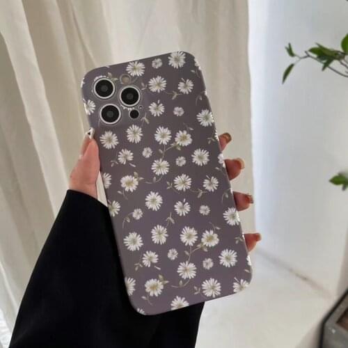Korea Style Cute Floral Daisy Phone Case for iPhone 12 11 Pro Max X XSmax XR 7 8Plus Soft TPU Cartoon Matte Flower Back Cover