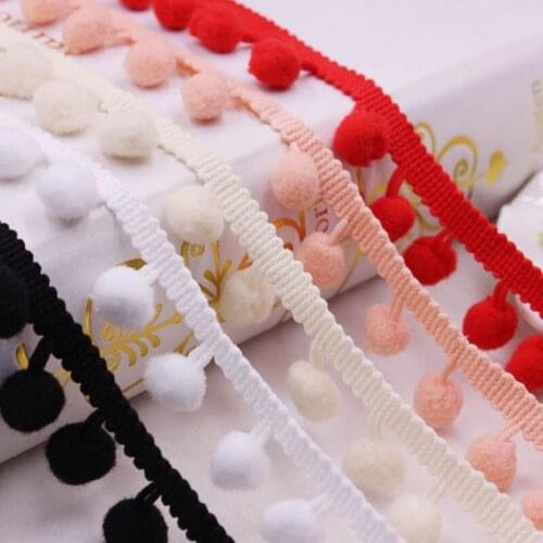 Pom Pom Trim Ball MINI Pompom Fringe Ribbon 10mm Wide Sewing Lace Kintted Fabric Handmade DIY Craft Accessories 5 Yards