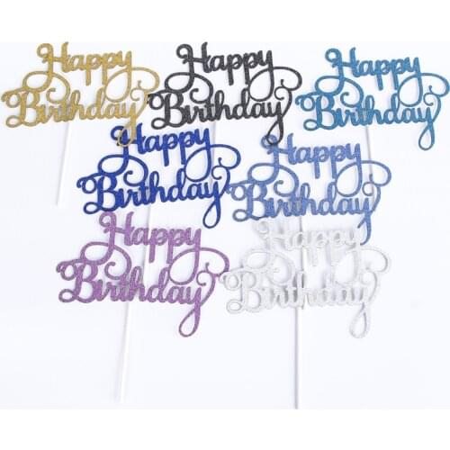 Many Colors Happy Birthday Cup Cake Flag Party Cake Topper Baby Shower Party Event Decor