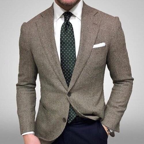 Mens Cotton Suit Top Solid Singal-Breasted V-Sleeve Jacket Fashion Handsome Overcoat