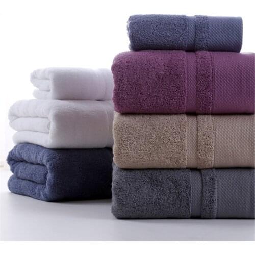 70*140cm bath towels set Super absorbent long thick cotton beach towel for adults bathroom for Spa Gym travel Pure color towels