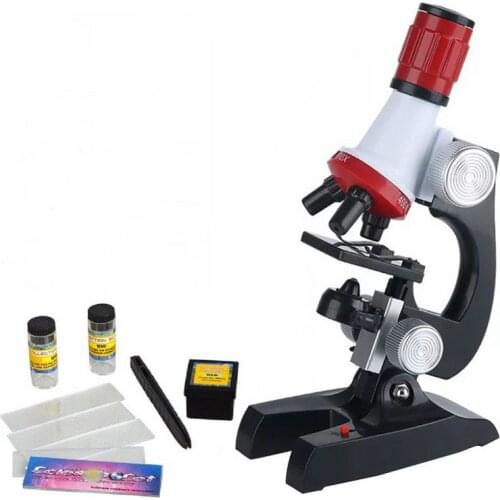 New Microscope Kit Lab LED 100X-400X-1200X Home School Educational Toy Gift Refined Biological Microscope For Kids Child