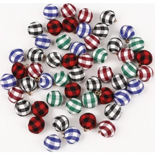 New Style Cloth Pierced Round Button Check Beads Handmade Materials DIY Decorative Button For Clothing Bags