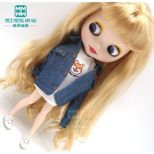 Blyth Doll Clothes fashion Denim jacket, T-shirt, sneakers for Blyth Azone1/6 doll accessories