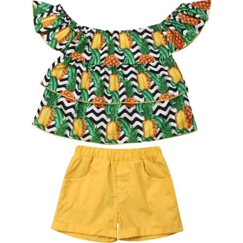 Girl Clothes Newborn Kid Baby Girls Infant Floral Pineapple Tops Shorts 2pcs Outfit Set Clothes