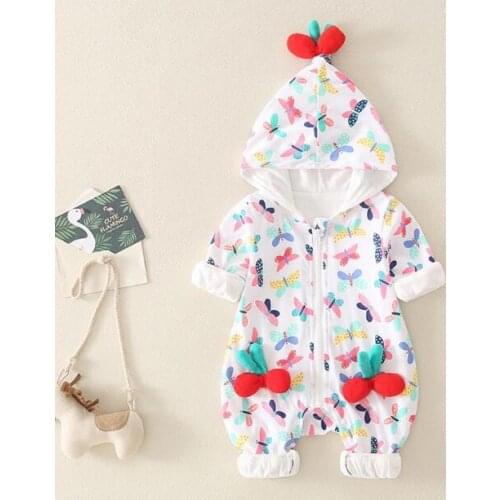 Newborn baby fall kids girl Princess hooded long-sleeved jumpsuit