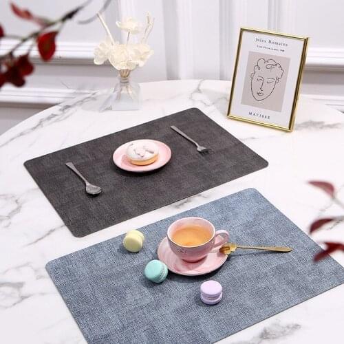 Nordic ins simple Japanese cloth pattern leather placemats double-sided creative PU Western placemats waterproof insulation pads