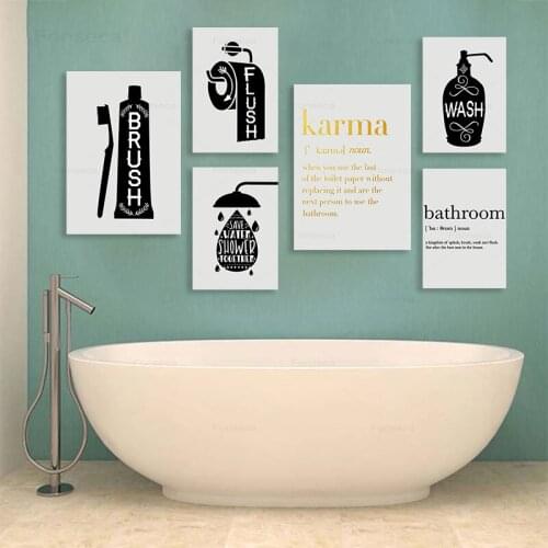 Nordic Bathroom Posters and Prints Toilet Paper Toothbrush Soap Canvas Painting Washroom Decoration Wall Art Pictures No Frame