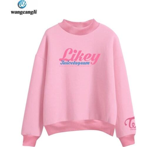 TWICE printed Kpop Loose Turtleneck Hoodies Women pullover Harajuku TWICE Hoodie Sweatshirt Plus Size Fashion Tracksuit Tops