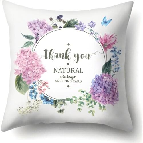 Wreath Polyester Cushion Cover Fresh Flowers Letters Decorative Pillow Covers Nordic Home Decor Living Room for Sofa Couch 45x45