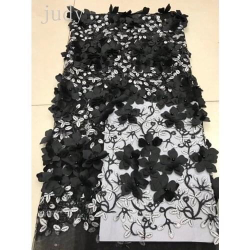 XC54# 8 color embroidery 3D flower and bead fabric French fabric for wedding dress party Free shipping