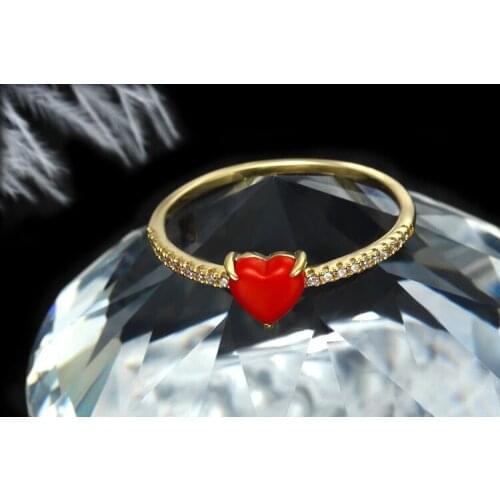 Jewelry artificial resin love ring female little red heart simple temperament peach heart ring rings for women anillos anel