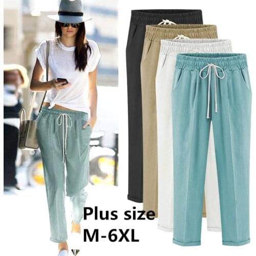 2019 Harem Pants Womens High Waist Loose Harem Full Length Pants Female Casual Trousers Plus Size 6XL OL Pants
