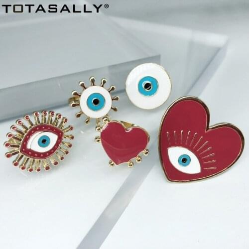 TOTASALLY Enamel Finger Ring for Women Enamel Top Rings Evil Eye Heart Ladies Rings Jewelry Gifts anillos de mujeres Dropship