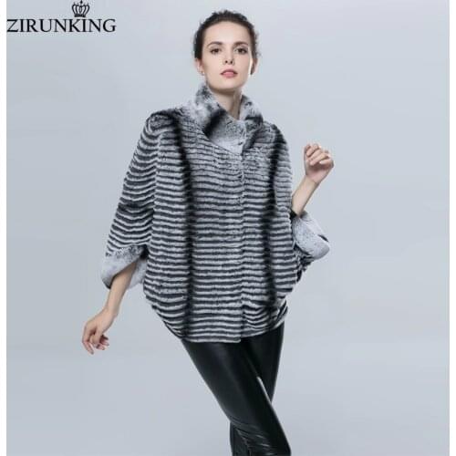 ZIRUNKING Chinchilla Fur Coats