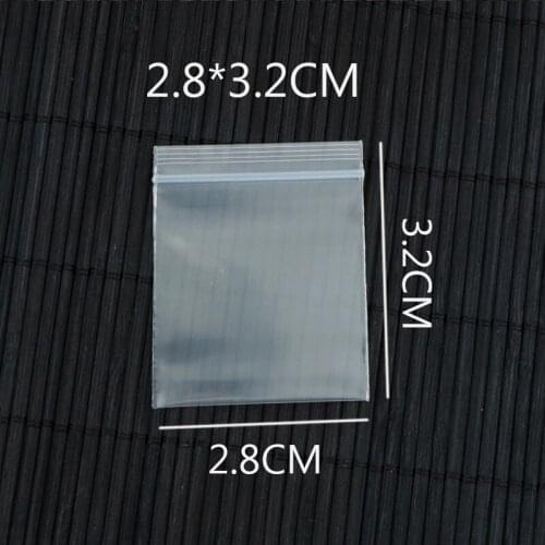100pcs/lot Small Ziplock jewelry bags Self sealing zip lock plastic bags Transparent PE Bags 2.8x3.2cm / 1.1inch x1.26inch