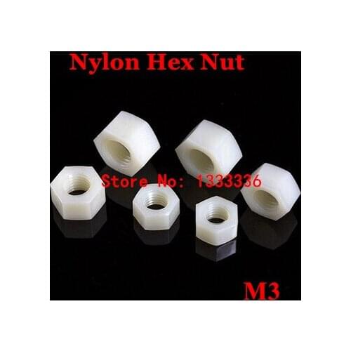 1000pcs M3 Nylon Hex Nut DIN934 Plastic Hexagon Nuts Metric White Color