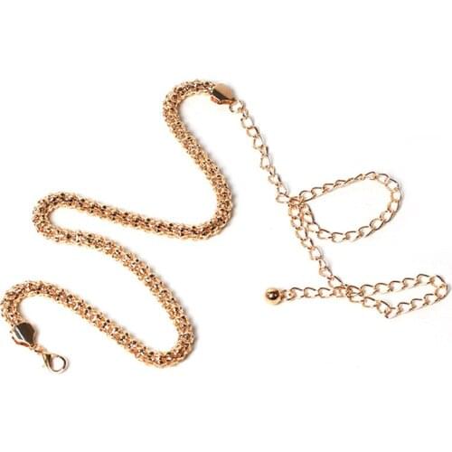 110CM Gold Mesh Waist Chain Band Metal Chain Charm Belt Fashion Skinny