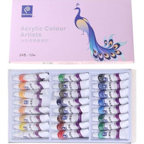 12/18/24 Colors 12ML Tube Acrylic Paint set Art Painting Drawing Tools For Kids DIY Water-resistant School Art Supplies C26