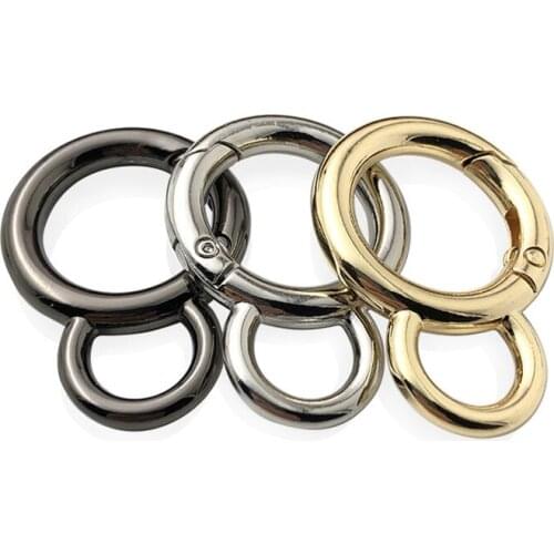 2pcs Double Circle Snap Hook Spring Gate O Ring Trigger Clasps For Leather Craft Bag Strap Belt Connecting Hardware Accessories