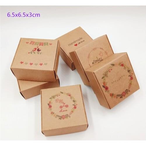 20Pcs 2019 New Paper Jewelry Boxes DIY Handmade With Love Cardboard Gift/Candy Boxes Handmade Soap Paper Packaging Box